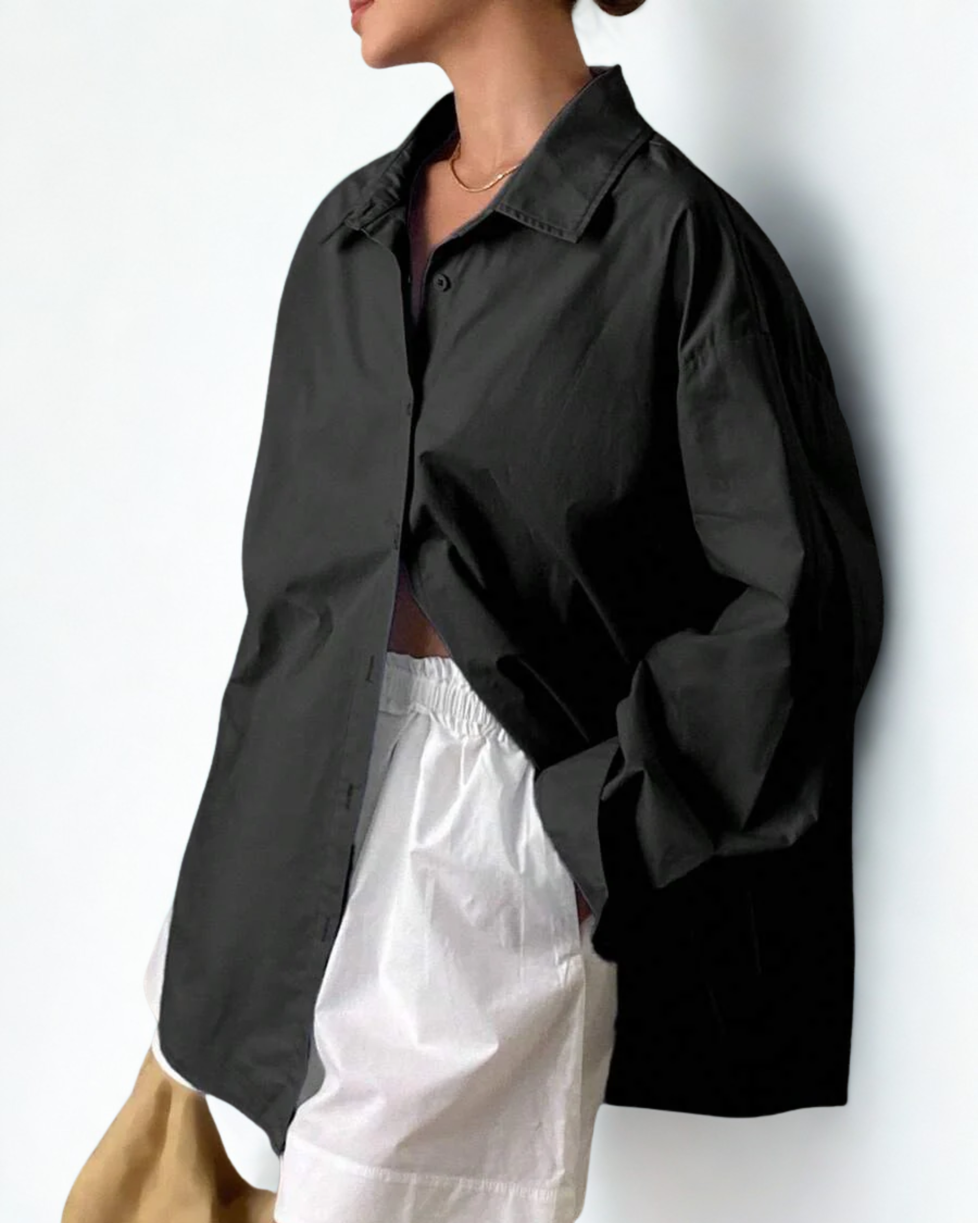 Camisa Oversized de Algodão Preto – Caimento Solto e Elegância Casual