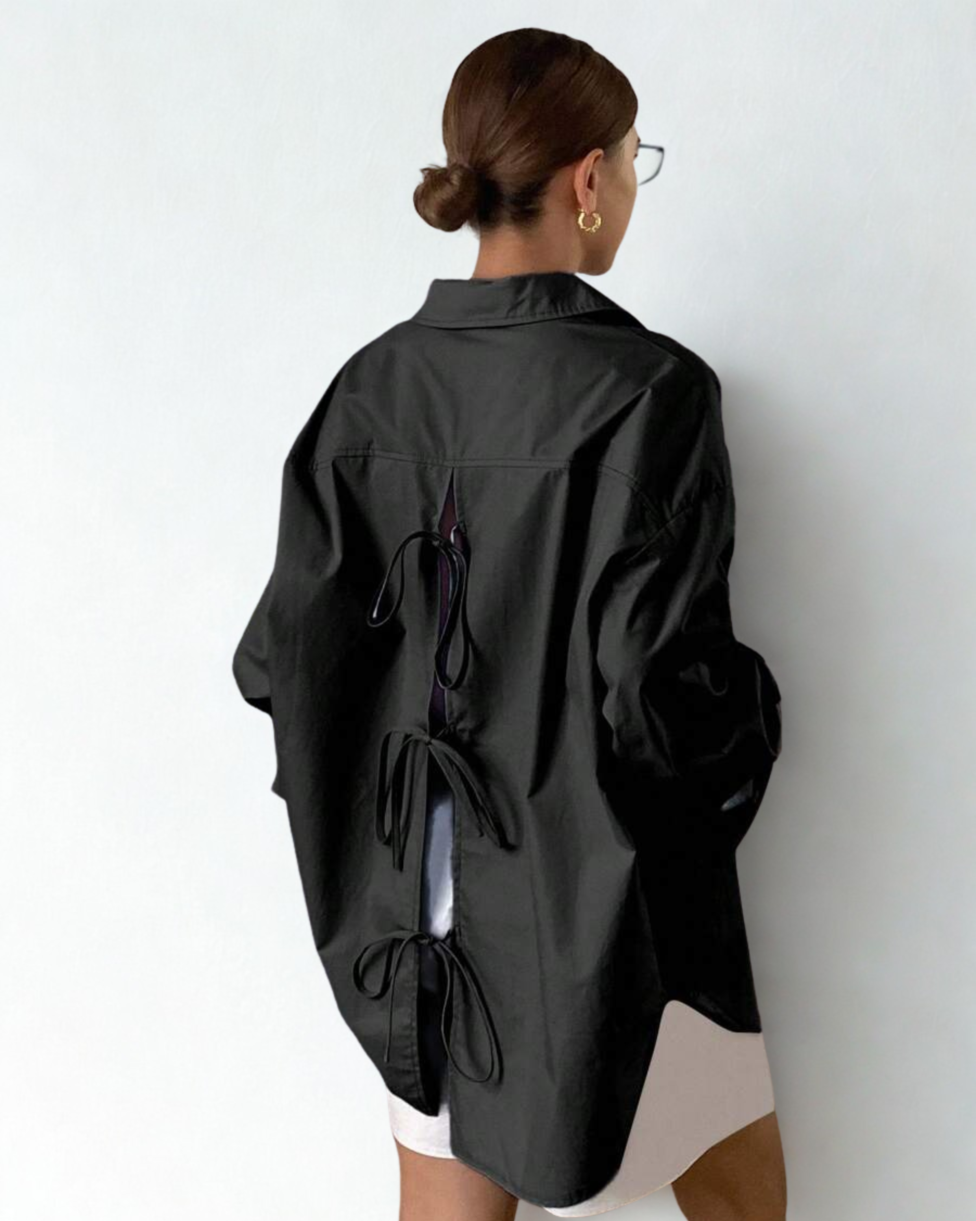 Camisa Oversized de Algodão Preto – Caimento Solto e Elegância Casual