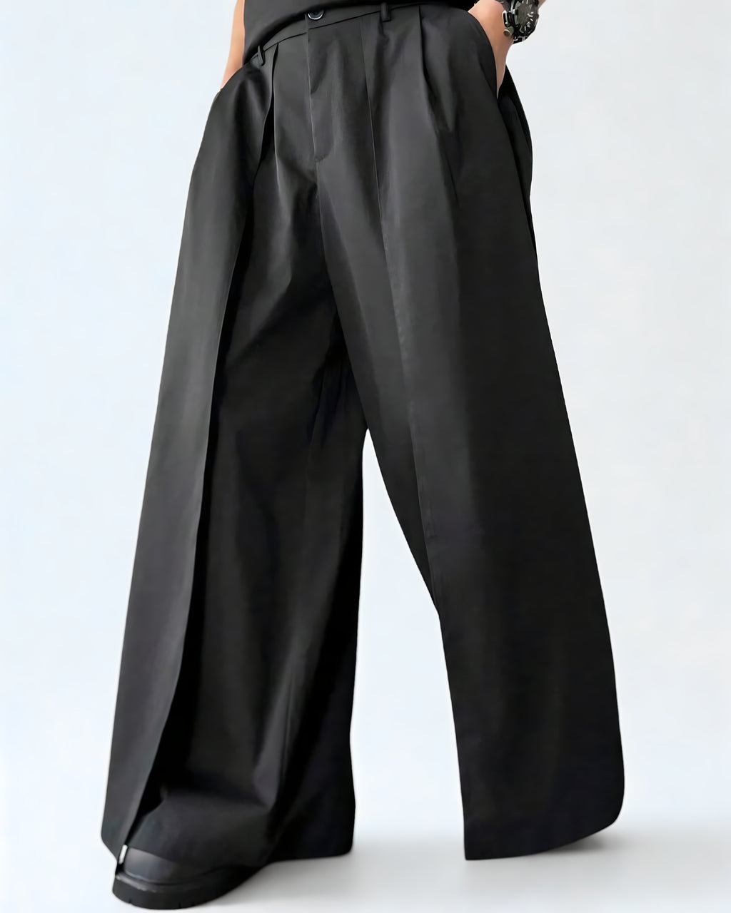 Calça Masculina Preta Wide Leg – Estilo Japonês e Caimento Solto