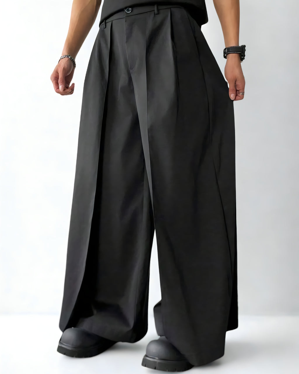 Calça Masculina Preta Wide Leg – Estilo Japonês e Caimento Solto